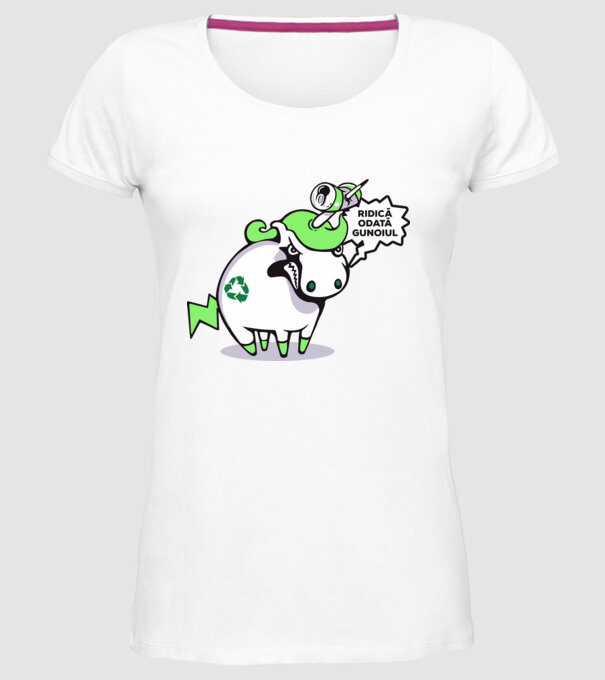 Ridică odată gunoiul model alb pe tricou