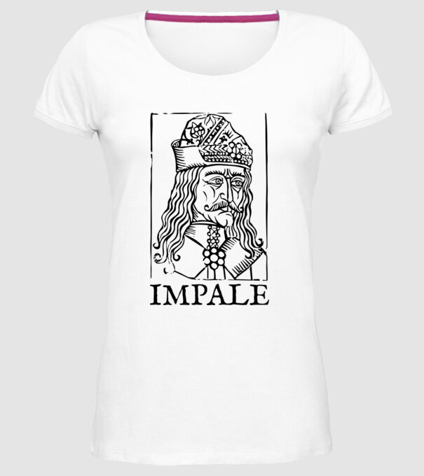 România dracula impale model alb pe tricou