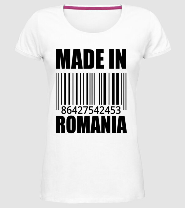România made in model alb pe tricou
