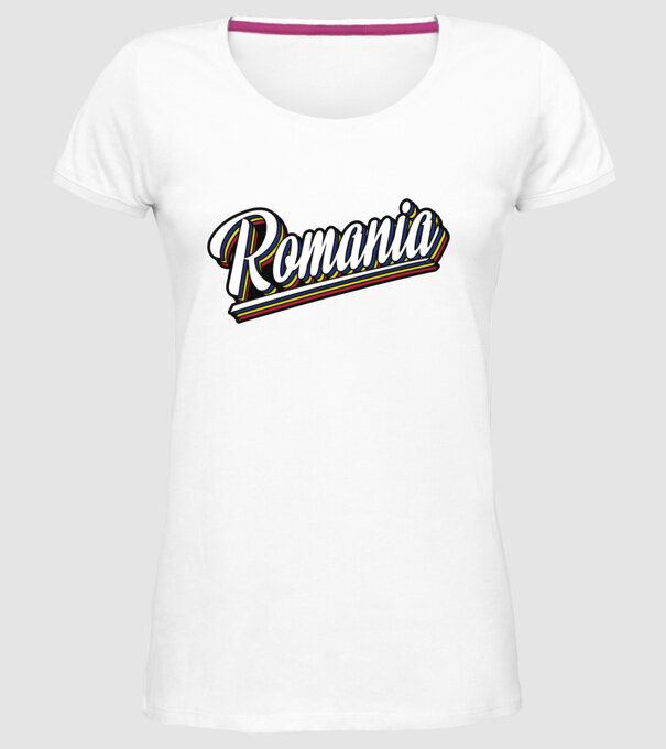 România retro model alb pe tricou