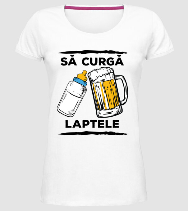 să curgă laptele! model alb pe tricou