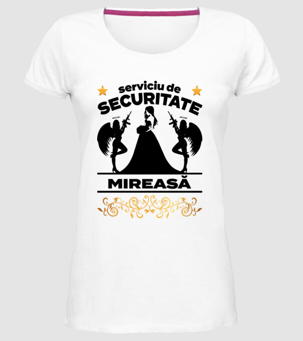 serviciu de securitate mireasă model alb pe tricou