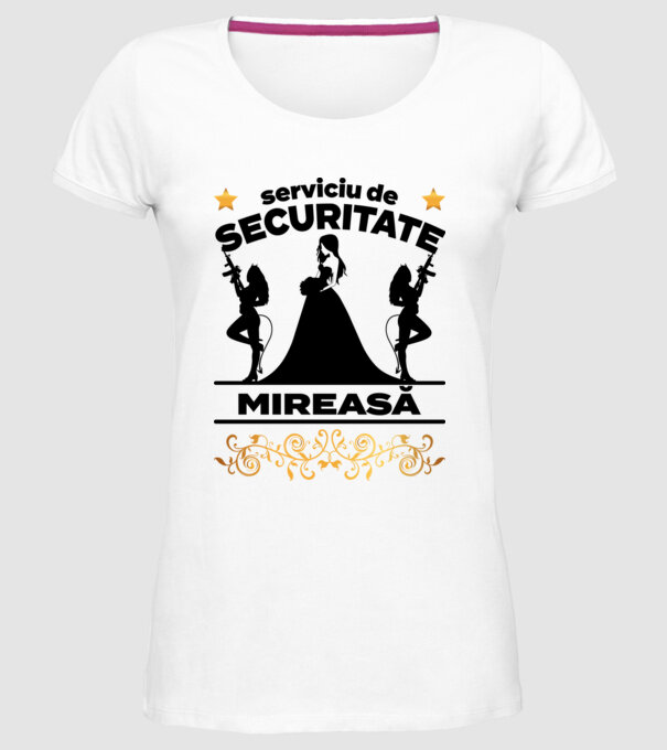 serviciu de securitate mireasă model alb pe tricou