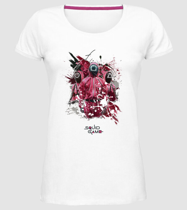 squid game poster model alb pe tricou