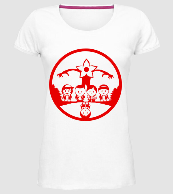 stranger things cartoon model alb pe tricou
