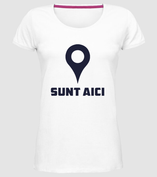 Sunt Aici model alb pe tricou