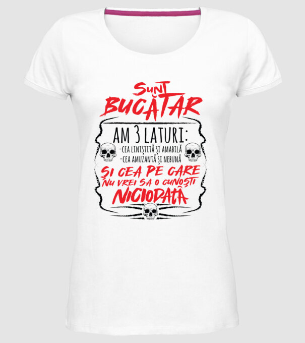 sunt bucătar am 3 laturi model alb pe tricou