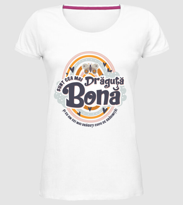 Sunt cea mai drăguță bonă! ... și eu am cei mai drăguți copii de grădiniță! model alb pe tricou