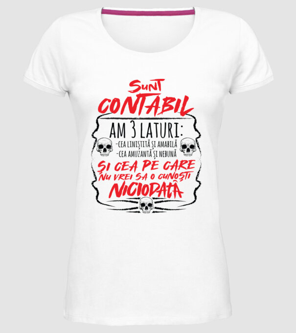 sunt contabil am 3 laturi model alb pe tricou