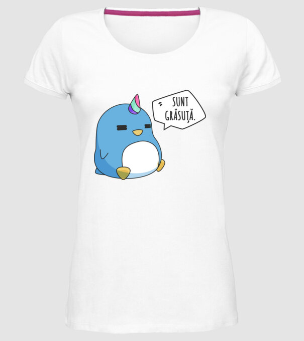 sunt grăsuță model alb pe tricou