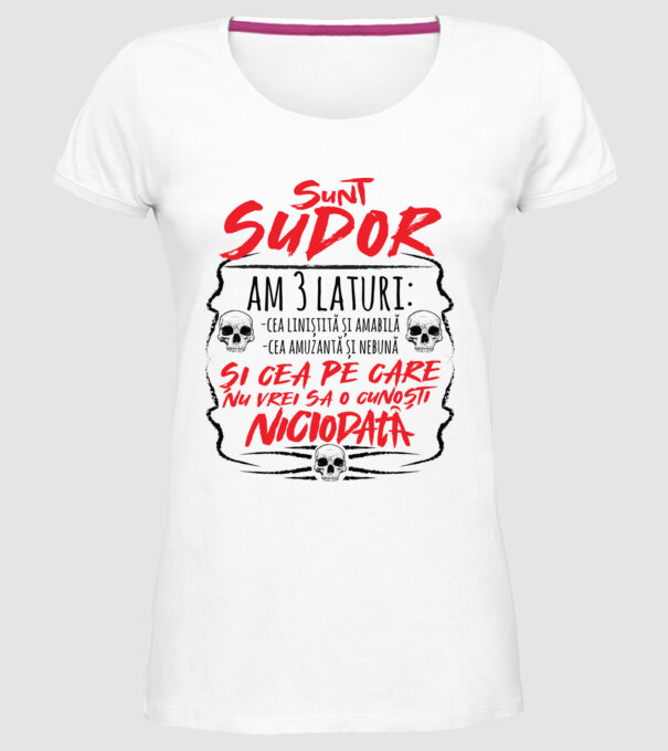 sunt sudor am 3 laturi model alb pe tricou