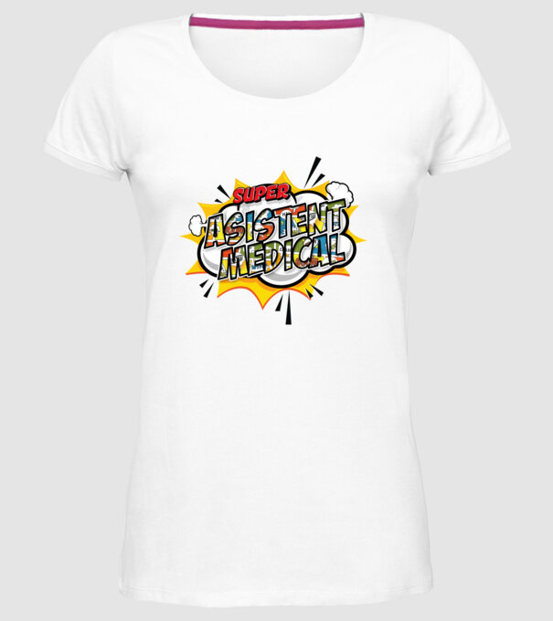 Super Asistent medical model alb pe tricou