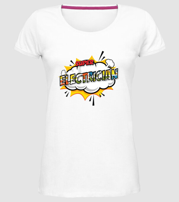 Super Electrician model alb pe tricou