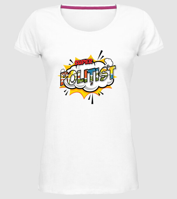 Super Polițist model alb pe tricou
