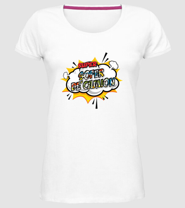 Super Șofer de camion model alb pe tricou