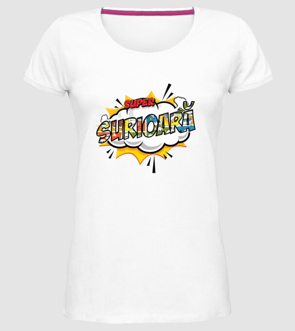 Super Surioară model alb pe tricou