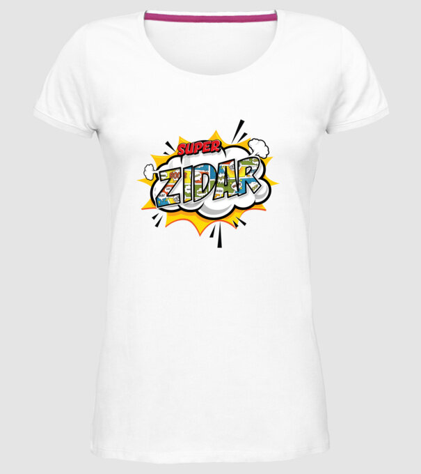 Super Zidar model alb pe tricou