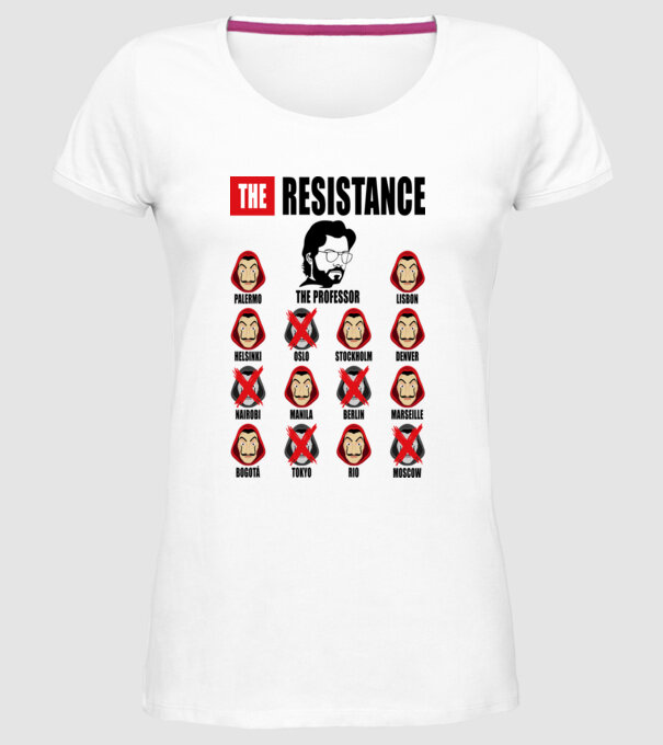 the resistance la casa de papel white model alb pe tricou