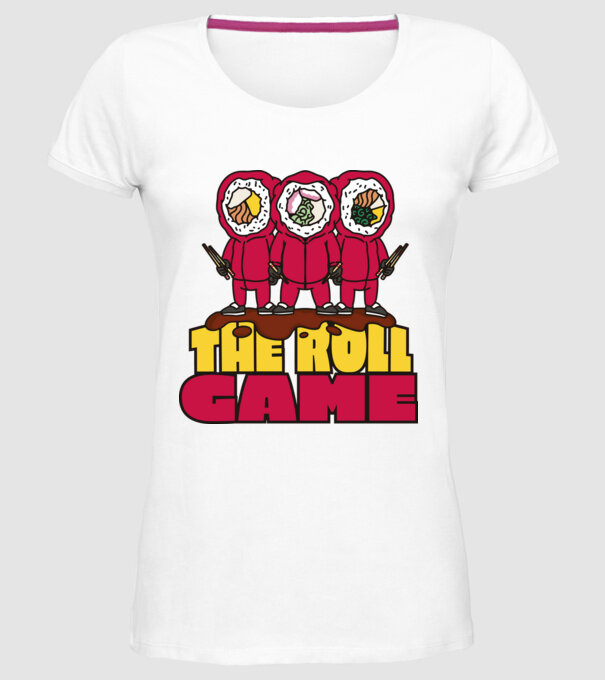 the roll game squid game model alb pe tricou
