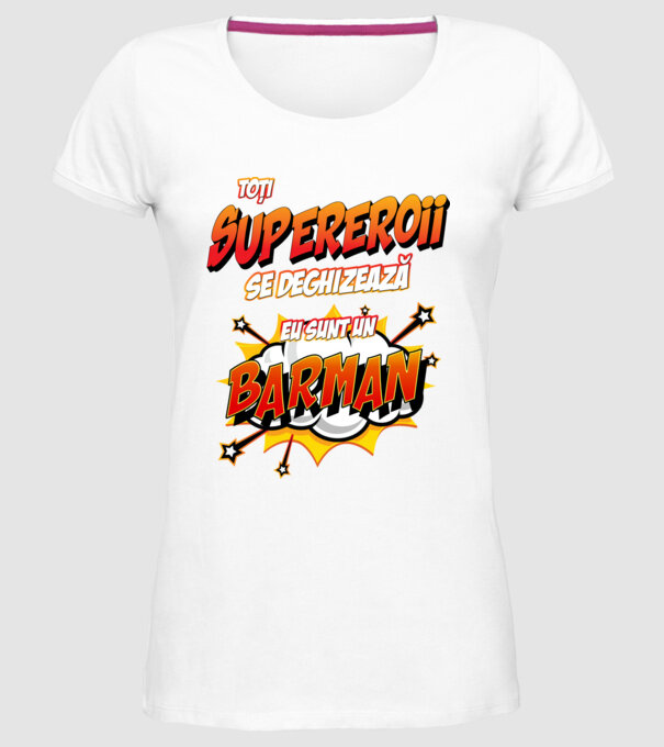 Toți supereroii se deghizează, eu sunt un barman model alb pe tricou
