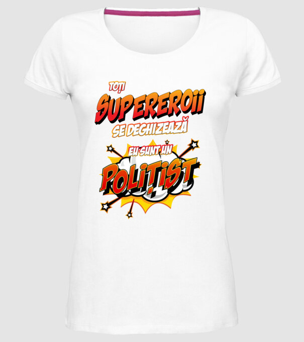 Toți supereroii se deghizează, eu sunt un polițist model alb pe tricou