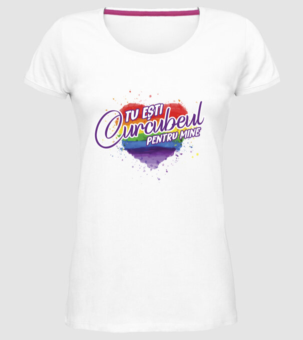 Tu ești curcubeul pentru mine model alb pe tricou
