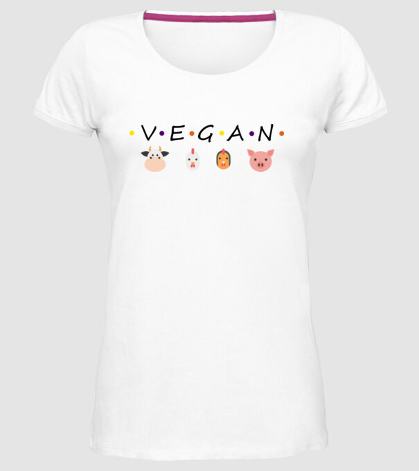 Vegan friends model alb pe tricou
