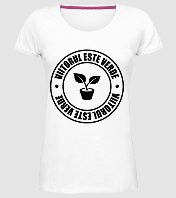 Viitorul este verde model alb pe tricou