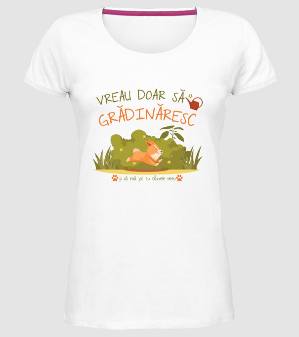 vreau doar să grădinăresc model alb pe tricou