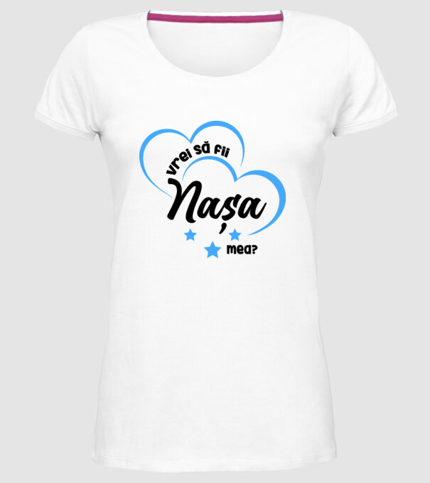 Vrei să fii nașa mea? model alb pe tricou