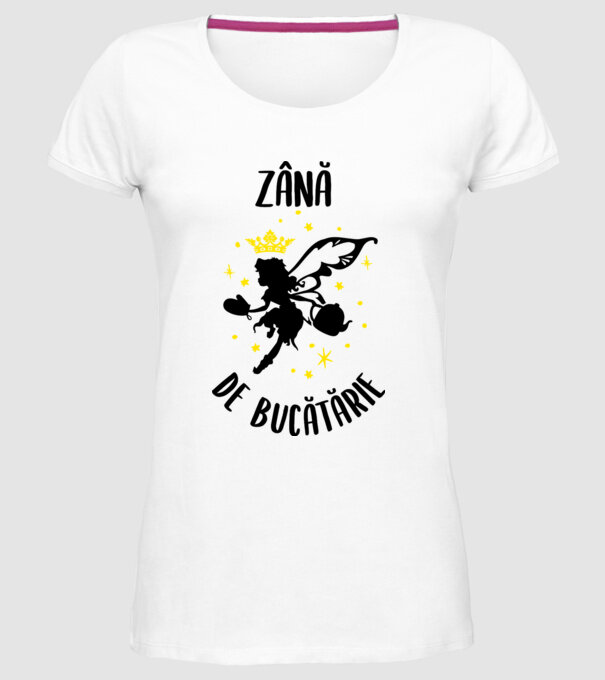 zână de bucătărie model alb pe tricou