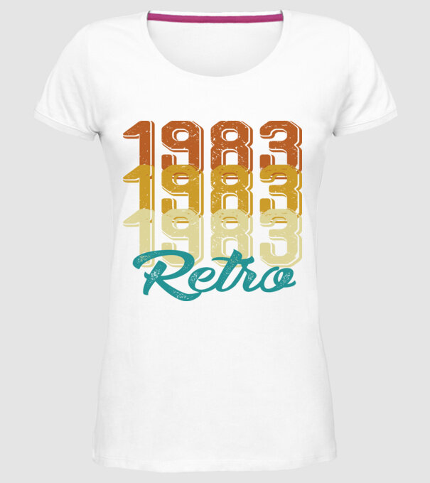 1983 retro model alb pe tricou