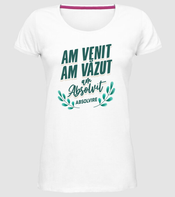 Absolvire model alb pe tricou