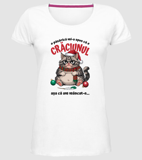 Am mâncat pasărea Crăciun pisică Alb model alb pe tricou
