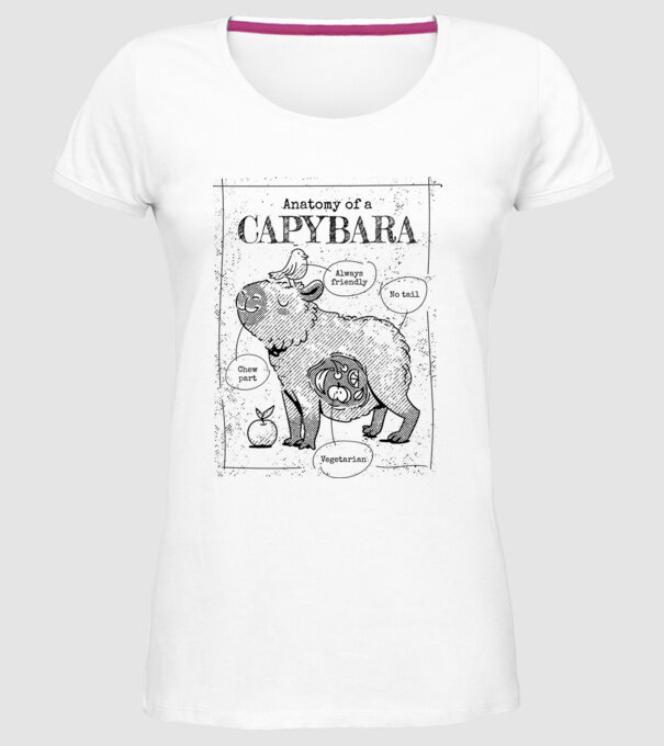 Anatomy of a Capybara model alb pe tricou