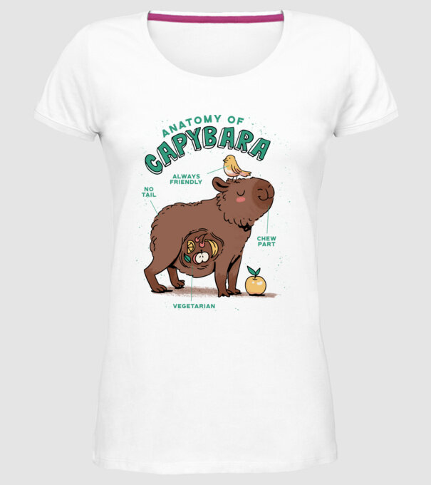 Anatomy of Capybara model alb pe tricou