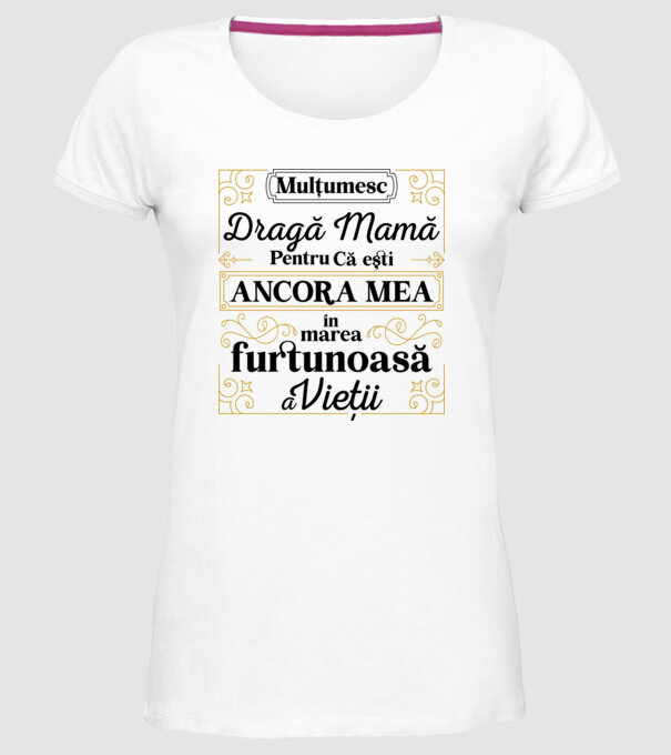 Ancora mea model alb pe tricou