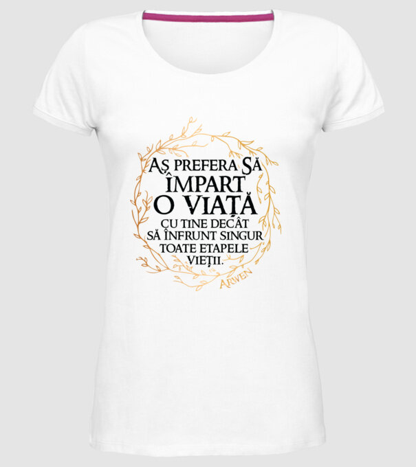 Arwen model alb pe tricou