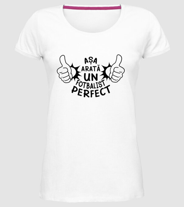 Așa arată un FOTBALIST perfect model alb pe tricou