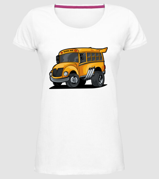 Autobuze model alb pe tricou