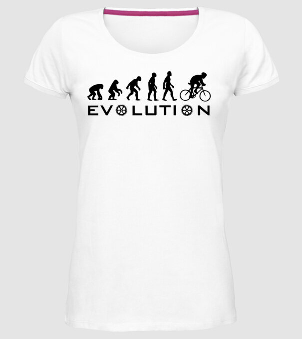 Bike evolution model alb pe tricou