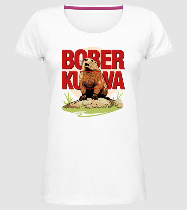 BOBER model alb pe tricou