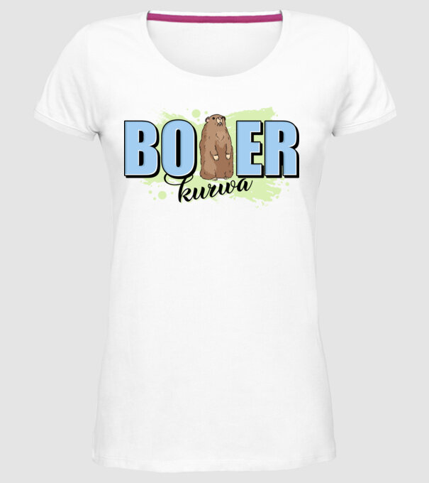 Bober Kurwa model alb pe tricou