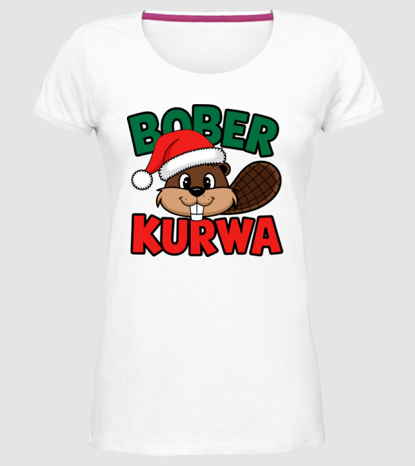 Bober kurwa xmas model alb pe tricou