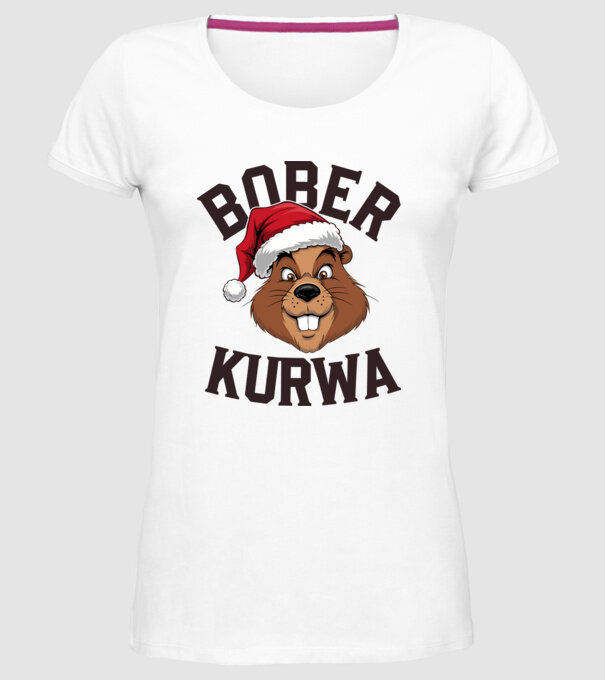 Bober kurwa xmas model alb pe tricou