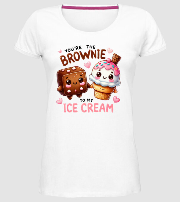 Brownie to my Ice Cream model alb pe tricou