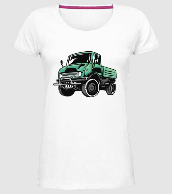 Camioane model alb pe tricou