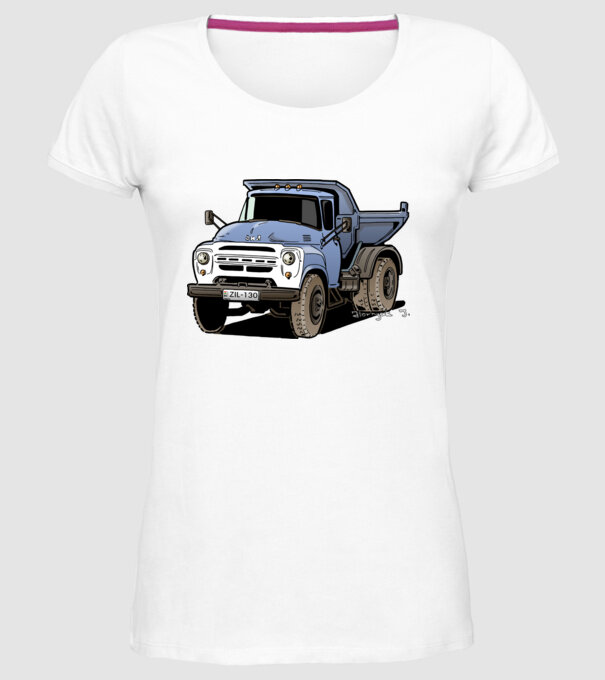 Camioane model alb pe tricou