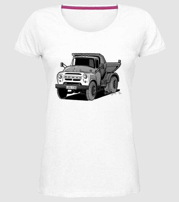 Camioane model alb pe tricou