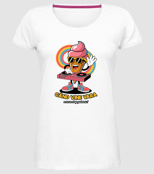 Când vine vara, e ca un drop puternic! model alb pe tricou